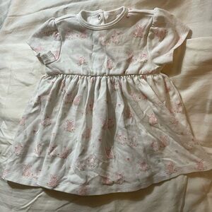 Little Me Pink and White Bunny Print Dress